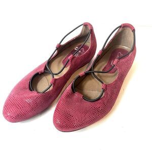 Earthies by Earth Essen Womens Sz 6.5B Burgundy Suede Elastic Ballet Flats Shoes